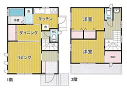 郡山市安積2丁目貸家 1階2LDKの間取り