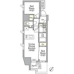 EL・SERENO横浜関内PRIMA 2LDKの間取図画像