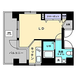 ユリ八丁堀 5階1Kの間取り