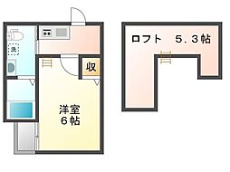 ロフティ大北小路 2階1Kの間取り