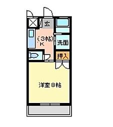 モントキアラ 1階1Kの間取り