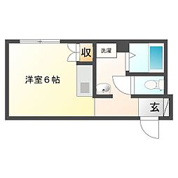 サンライトビル 2階ワンルームの間取り