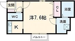 JR豊肥本線 東海学園前駅 徒歩24分の賃貸アパート 2階ワンルームの間取り