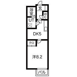 リナシメントA棟 2階1DKの間取り