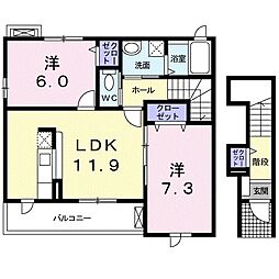 エコーズ2 2LDKの間取図画像