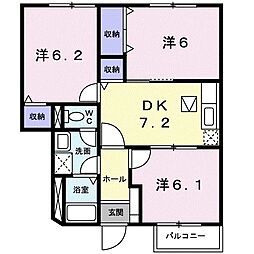 ハーベストタウン 3DKの間取図画像