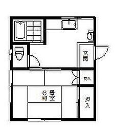 コーポ鈴八1号棟 1Kの間取図画像
