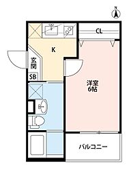 さかいえ 1Kの間取図画像