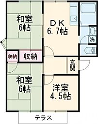 JR豊肥本線 平成駅 徒歩18分の賃貸アパート 1階3DKの間取り