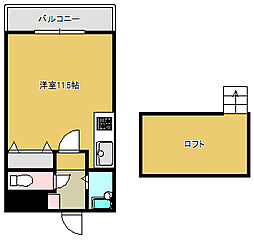 レジデント京泊 8階ワンルームの間取り