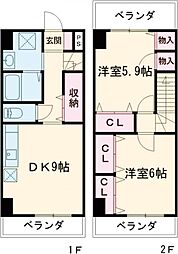 ラ・シーナ 5階2LDKの間取り