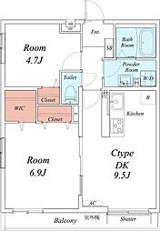 リブリ・クリック1 2DKの間取図画像