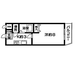 ジュネス鴨池 1Kの間取図画像
