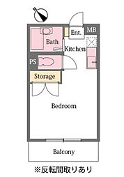 リバーサイド殿山 1Kの間取図画像
