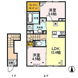 ボナール 2LDKの間取図画像