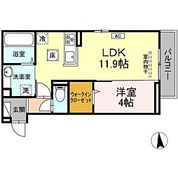 フォルトゥーナ 1階1LDKの間取り