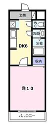 ハイタウン久保 2階1DKの間取り