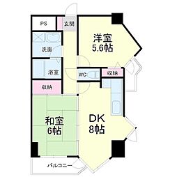 ツインコート寺島A棟 2DKの間取図画像