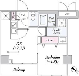 KDXレジデンス町田North 3階1DKの間取り
