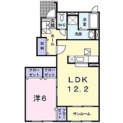 ボヌールＡ 1階1LDKの間取り