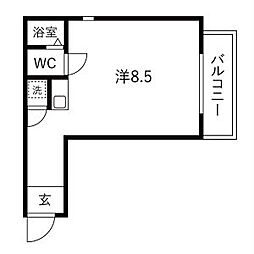 ヴァンベール原 ワンルームの間取図画像