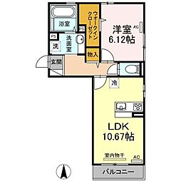 ローズドノエル 1LDKの間取図画像