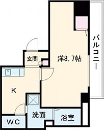 エヌエムキャトフヴァン 4階1Kの間取り