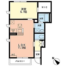 ソルジェンテ 1LDKの間取図画像