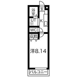 シャトウ清栄 1Kの間取図画像