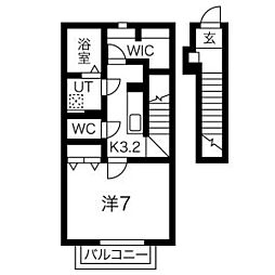 カーサ・アルバ3 1Kの間取図画像