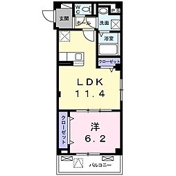 シャインエクセレント 3階1LDKの間取り