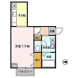 アネックス1 1Kの間取図画像
