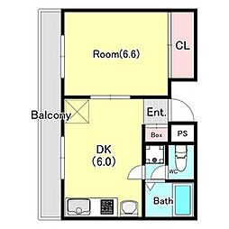 ライフインスワ 1DKの間取図画像