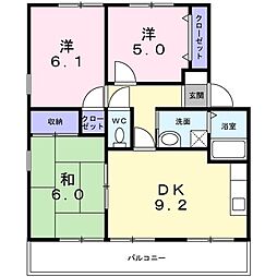 Fo.トロワ木太Ａ 3階3DKの間取り