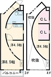 アーク諏訪の森 3階4DKの間取り