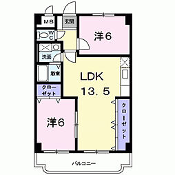 メゾンドール昆陽1 2LDKの間取図画像