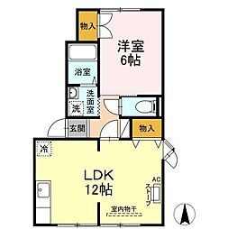 メイユールクラルテ　Ａ 2階1LDKの間取り