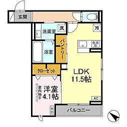 仙台市営南北線 長町南駅 徒歩16分の賃貸アパート 3階1LDKの間取り