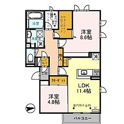 A:フォレスト コート／B:エレガント コート　A:フォレスト コー 1階2LDKの間取り
