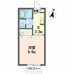 イーストパレスB 1Kの間取図画像
