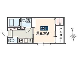 東武野田線 大和田駅 徒歩5分の賃貸アパート 2階1Kの間取り