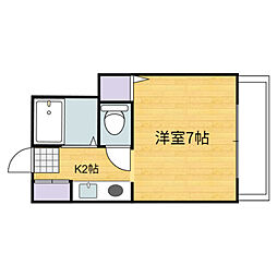 アスティーニ海田南 2階1Kの間取り