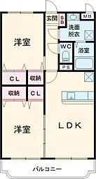 エクレール　III 1階2LDKの間取り