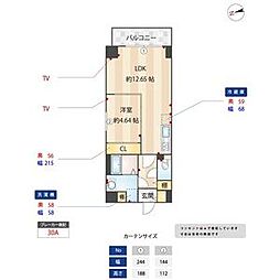 グランデューク松原クオーレ 1LDKの間取図画像