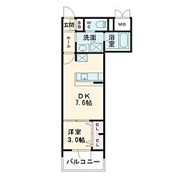 Osaka Metro千日前線 桜川駅 徒歩4分の賃貸マンション 12階1DKの間取り