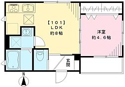 ボンジュール上北沢 1階1LDKの間取り