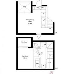 スクエアコート早稲田 地下1階1LDKの間取り