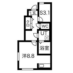 ラポール久野本 ワンルームの間取図画像