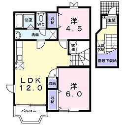 アヴェニールソルティA 2LDKの間取図画像
