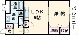 住吉マンション 4階1LDKの間取り